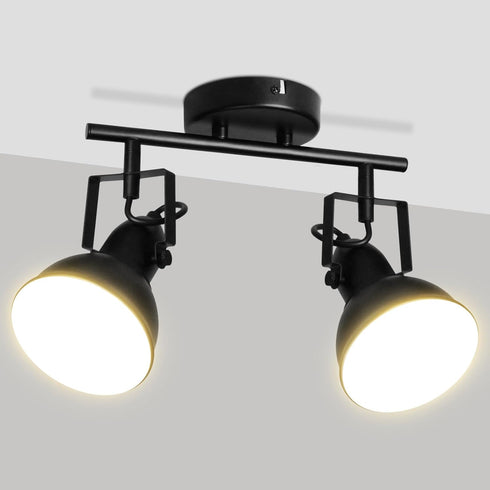 LTBLIGHT LED Track Lighting Kit, 2-Light Directional Ceiling Light Fixture, Industrial Black