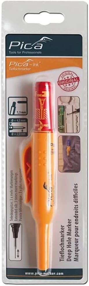Pica Ink Red Marker Pen, Precision Fine Tip for Deep Holes 150-40