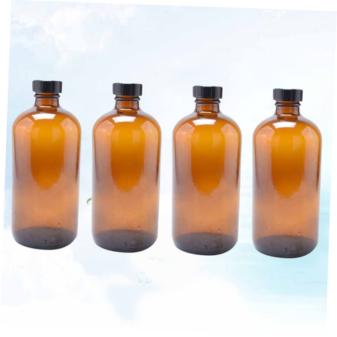 4pcs Zerodeko Mouthwash Dispenser Candy Jar Refillable Brown Glass Bottles Round Lid
