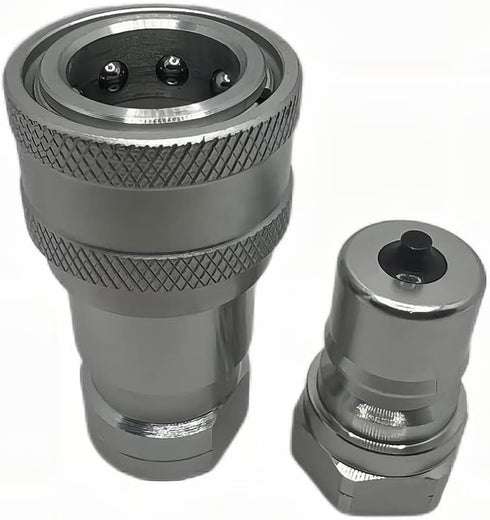 1/4" NPT ISO7241-B Hydraulic Quick Connect Coupler Set with Dust Caps, Quick Release Coupling