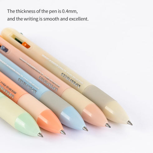 Korea Life&Pieces 0.4 mm 4 Color Quick Dry Gel Pen, Made in Korea, 1 Pcs 4 Colors Ball Pen (APRICOT)