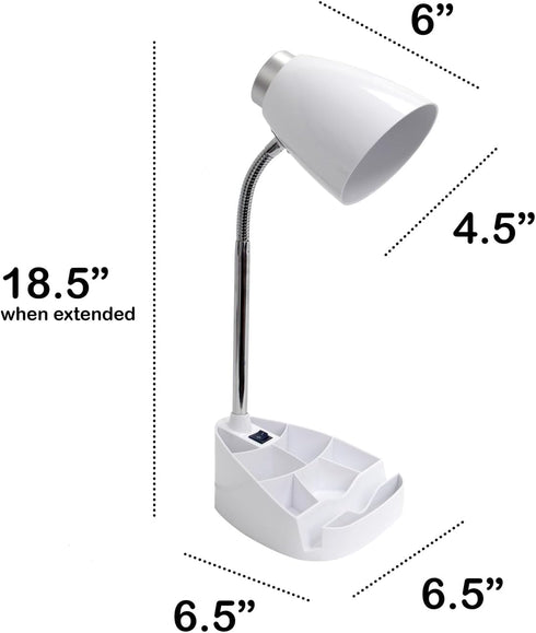 All The Rages 18.5" Creekwood Home Flexible Gooseneck Organizer Desk Lamp with Phone/iPad/Tablet Stand for Office