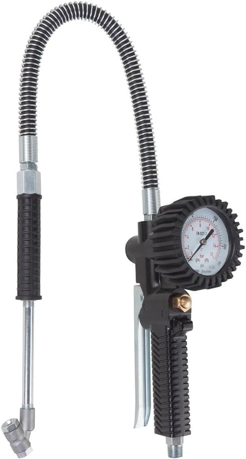 K Tool International 89005 Tire Inflator Gauge - Aluminum Die Cast, 2-1/2" Pressure Gauge, 24" Hose