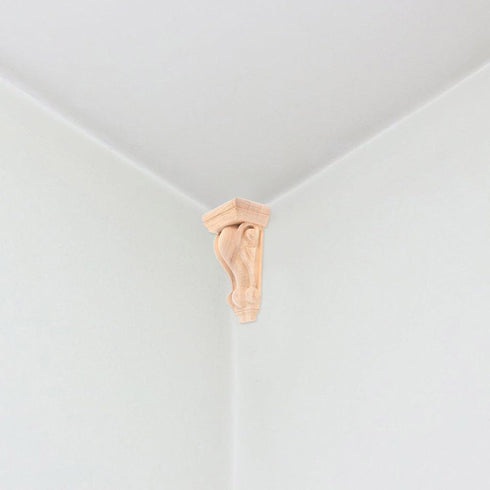 4.32 2.36 1.57 Inch Luxshiny Hand Carved Wood Corbel: Solid Wood Roman Column Head Decorative Shelf Brackets