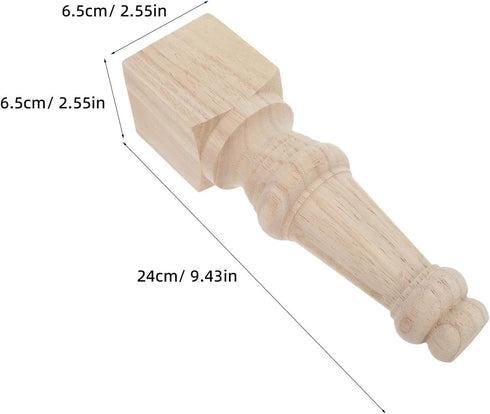 9.5'' Unfinished Wooden Furniture Leg, Tall Carved Wood Leg Replacement Parts for Sofa Couch Chair Ottoman Loveseat