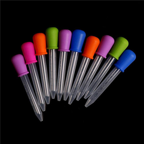 HiMo 10 Pack Liquid Pipettes Droppers, 5ml Clear Medicine Eye Dropper for Kids with Bulb Tip & Clean Brush