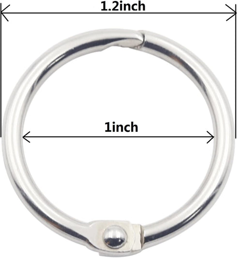 KINGFOREST 100-Pack 1 Inch Nickel Plated Binder Rings, Heavy Duty Metal Book Rings for Index Cards, DIY Journals
