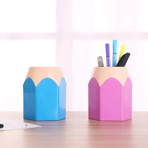 Brush Storage Pen Pencil Holder Container Desk Organizer for Home Office School, Pencil Shaped Pens Cup (Red)