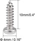 uxcell 2.6x10mm Self Tapping Screws Phillips Pan Head, 316 Stainless Steel Fasteners, 50Pcs
