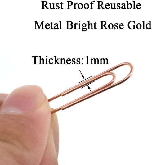 HAHIYO Paper Clips, Sturdy 1.1 inches Length, 300 Pack Heavy Duty Rust Proof Metal in Bright Rose Gold