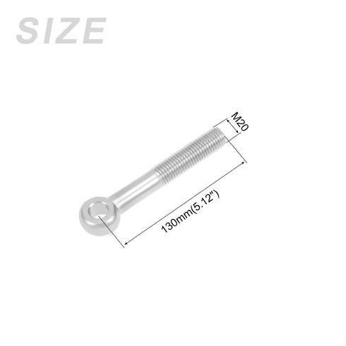Shoulder Swing Lifting Bolt (M20x130mm) 1Pcs, 304 Stainless Steel Eye Bolts - for Home Renovation, Pipeline Gate Valves Fasteners, Silver