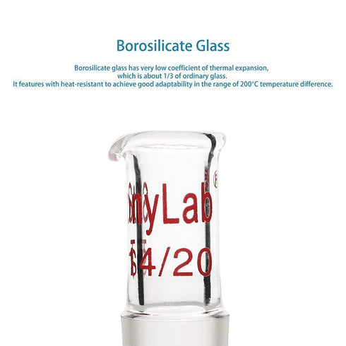 stonylab Glass Pour Out Adapter, Borosilicate Liquid Pouring Adapter with 14/20 Ground Inner Joint for Laboratory Supply
