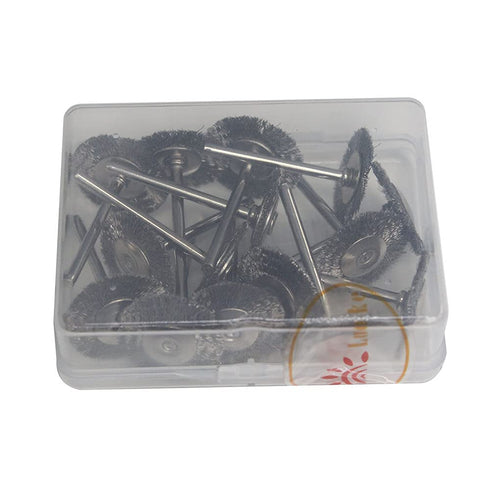 15 Pcs T Shape Stainless Steel Wire Brushes, 1/8'' Mandrel Polishing Wheel for Dremel Rotary Tool