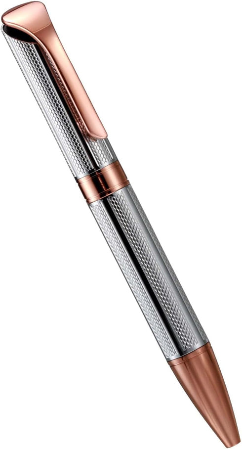 Ballpoint Pen with Gift Box, Retractable Pen for Men Women Executive Business Office School Supplies, Refillable 1.0mm Black Ink B5 (Rose Gold+Silver) by Penneed
