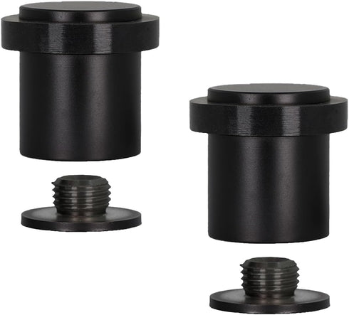 EVI Pack of 2 Door Stoppers | Black Stainless Steel Stopper - Screw Fastening with Black Rubber Protector
