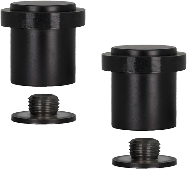 EVI Pack of 2 Door Stoppers | Black Stainless Steel Stopper - Screw Fastening with Black Rubber Protector