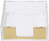 Buqoo Acrylic Sticky Notes Pad Holder, 3.5x3.3 Inch Memo Holder for Office Supplies (Gold) Clear Desk Accessories