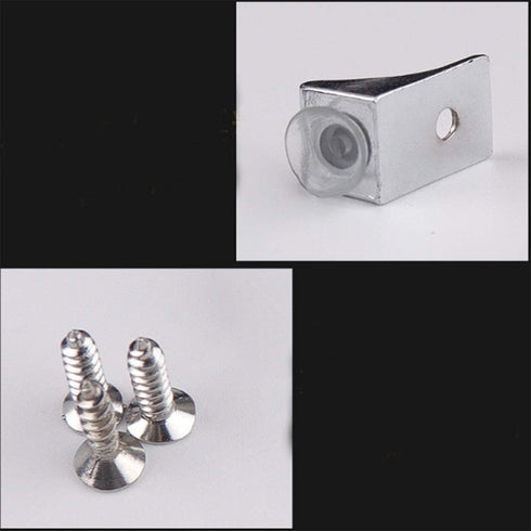 Tiberham 12 Glass Shelf Bracket, Pcs Zinc Alloy Polished Chrome Right Angle Shelf Support Fixing Clip with Suction Cup