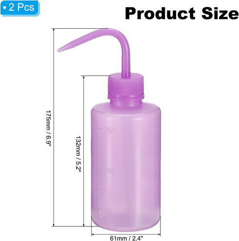 PATIKIL 250ml Wash Bottle, 2pcs Plastic Squeeze Bottle Narrow Mouth Bottle Watering Tools for Lab Cleaning Washing Irrigation Liquid Storage, Purple