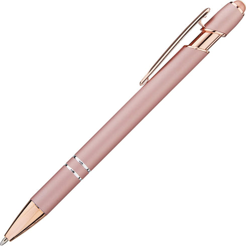 LINFANC 12 Pack Rose Gold Ballpoint Pens with Stylus Tip, 1.0 mm Black Ink, Smooth Writing
