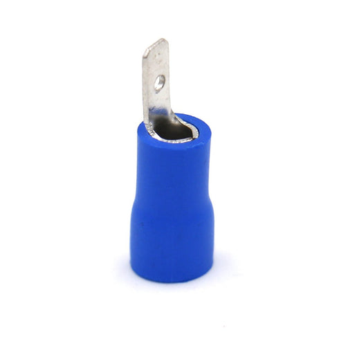 Baomain 0.11" Insulated Spade Connectors, 16-14 AWG Quick Disconnect Electrical Wire Connectors, Blue (200-Pack)