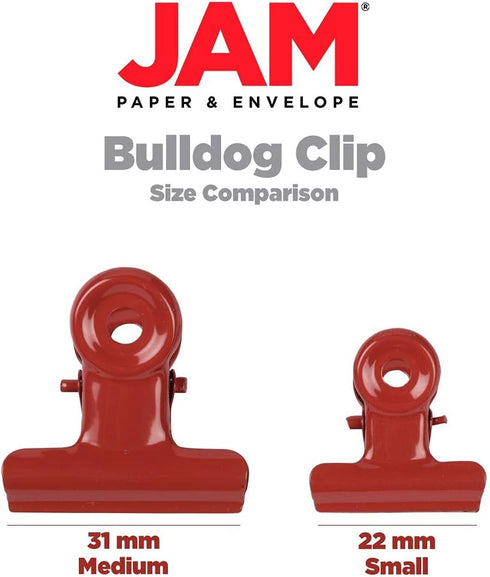 JAM PAPER Metal Bulldog Clips - Medium - 31mm - Red - Pack of 15
