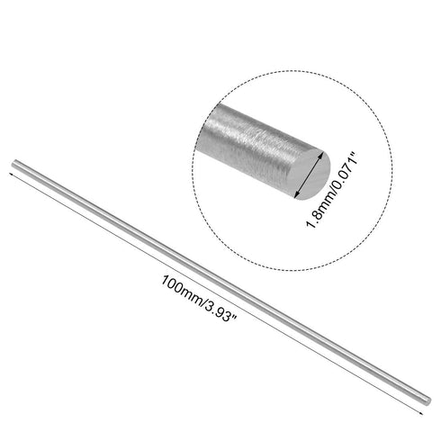 uxcell 20pcs Round Steel Metal Rods, 1.8mm x 100mm High Speed Steel Lathe Bar Stock Tool for DIY Craft