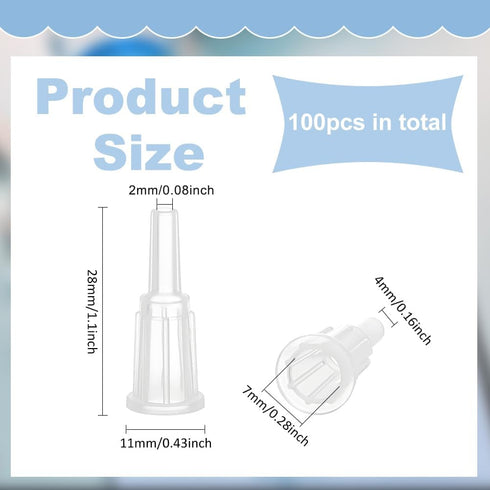 BENECREAT 100pcs Syringe Tip Adapters, White Syringe Adapter Plastic Transfer Dispenser for Syringe Tip Adapter Converter Transfer Syringing