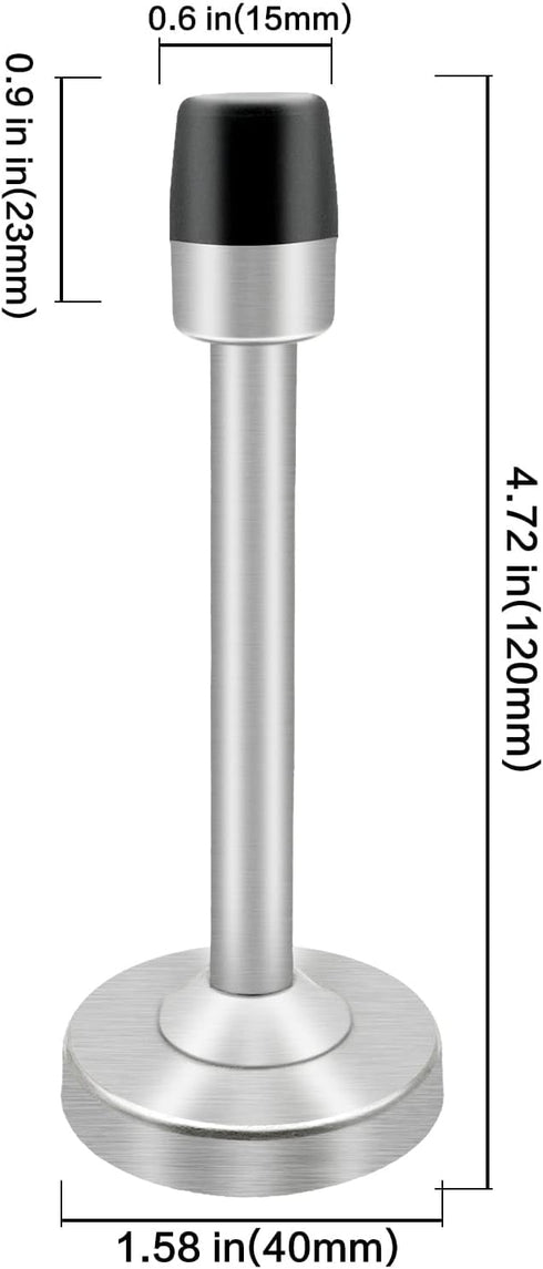 Door Stopper - Long 304 Stainless Steel Sound Dampening Door Stop Bumper Wall Protector, 5 inch Silver