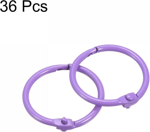 uxcell Loose-Leaf Binder Rings - 30mm/1.2 inch Metal Book Ring Key Holder for Home, Office Supplies, Purple, 36 Pack