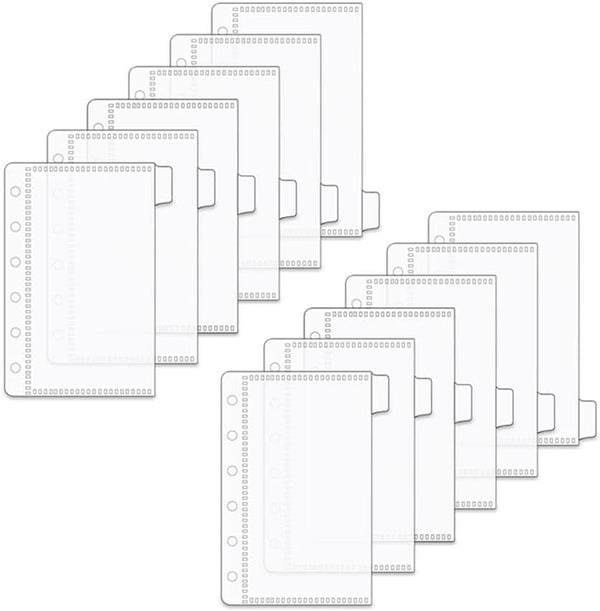 A7 Clear PP Cash Envelopes 2 Set 6 Tabs Binder Pockets Dividers