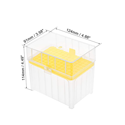 uxcell Pipette Tips Box 96-Well Polypropylene Tip Holder Container for 1ml/1000ul Pipettor 7.5mm Hole Diameter Yellow