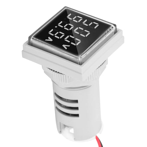AC Current and Voltage Indicator, 22mm Display Meter, 0-100A 60-500V LED Voltmeter, Current Detector (White)