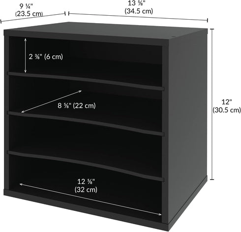Ballucci 4-Tier Paper Organizer for Desk, Stackable Paper Storage Shelves, Letter Tray Sorter for Office, Black