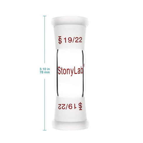 stonylab Glass Straight Connecting Adapter, Borosilicate Glass 30mm Between Two 19/22 Ground Outer Standard Taper Joints for Laboratory Lab Supply