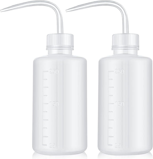 Wash Bottle 2pcs 250ml/8oz, Economy Plastic Squeeze Washing Cleaning Bottle for Medical Succulent Irrigation