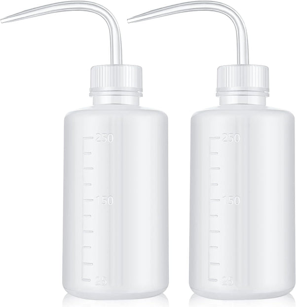 Wash Bottle 2pcs 250ml/8oz, Economy Plastic Squeeze Washing Cleaning Bottle for Medical Succulent Irrigation