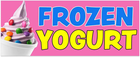 Frozen Yogurt Vinyl Banner 5 Feet Wide by 2 Feet Tall (Made