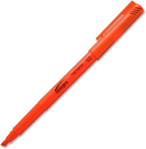 Integra Pen Style Fluorescent Orange Highlighters - Pack of 12
