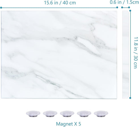 Marble Print Magnetic Dry Erase Board, 12 x 16 inches Decorative White Board for Wall with Design, Frameless Dry Erase Board for Wall, Magnets Included(DLS,4030,1pc) by Aitakatta