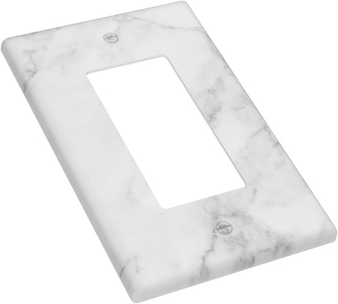 White Gray Marble Light Switch Plate Cover, Single Rocker 1 Gang Wall Plates for Bathroom Kitchen Home Decor 4.5" x