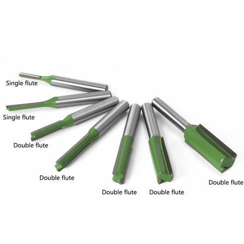 7pcs 1/4" Set, 3/4/5/6/8/10/12mm Trimming Shank Tungsten Carbide Double&Single Flute Straight Dado Router Bit Cutting