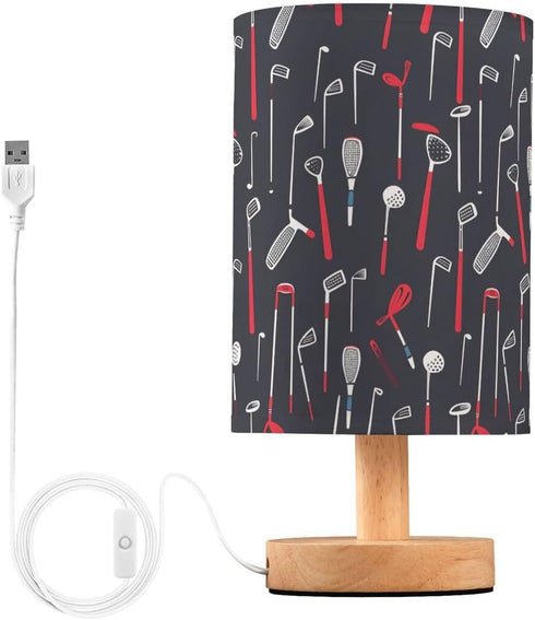 WEIYEKO Red Golf Glory Bedside Table Lamp with USB Port LED Nightstand Desk