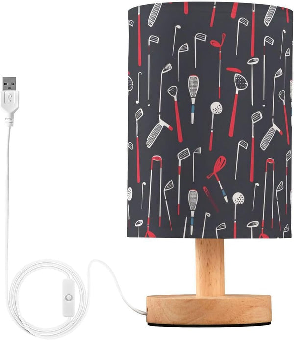 WEIYEKO Red Golf Glory Bedside Table Lamp with USB Port LED Nightstand Desk
