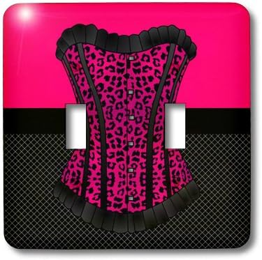 3dRose lsp_58704_2 Cheetah Print Corset Fishnet Double Toggle Switch, Black/Pink