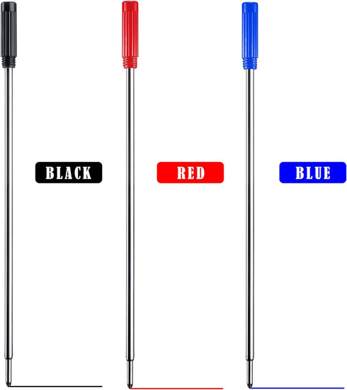 HeTaoCat Red Ink Refill Pack of 5, Replaceable Ballpoint Pen Refills, Medium Point Metal Refill (Red)