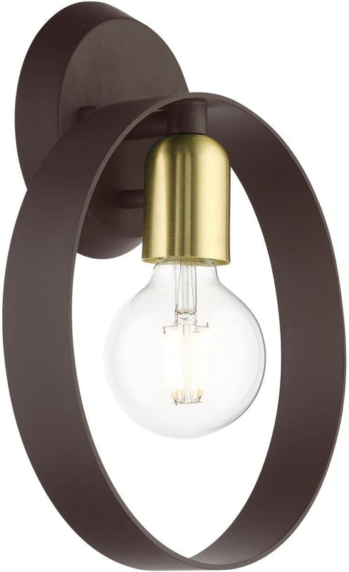 1 9 11 Livex Lighting Light ADA Wall Sconce Bronze Finish with Satin Brass Finish Accents, x
