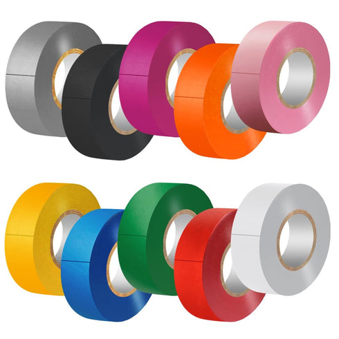 Electrical Tape Matte Rainbow 10 Colors Pack 3/4-Inch by 60 Feet, Waterproof and Durable with Strong Adhesive