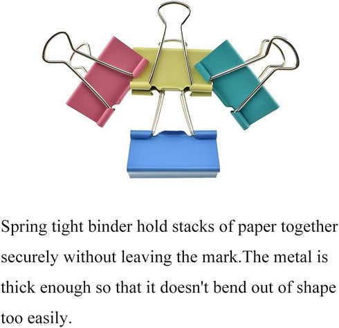 HAHIYO Large Binder Clips Paper Clamps 1.57 inches Width Heavy Duty Spring Steel 30 Pack for Home Office School