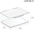 mDesign Small Plastic Home Office Storage Organizer Box with Hinged Lid for Desktops - Holds Pens, Pencils, Sticky
